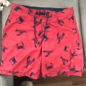 Mens size Large Nautica bathing suit with lobsters and crabs.